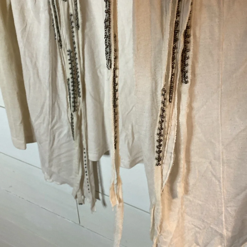 SFERRA Cream Cardigan Sweater Lightweight Knit. Beaded. Size L. Cute and fun!
